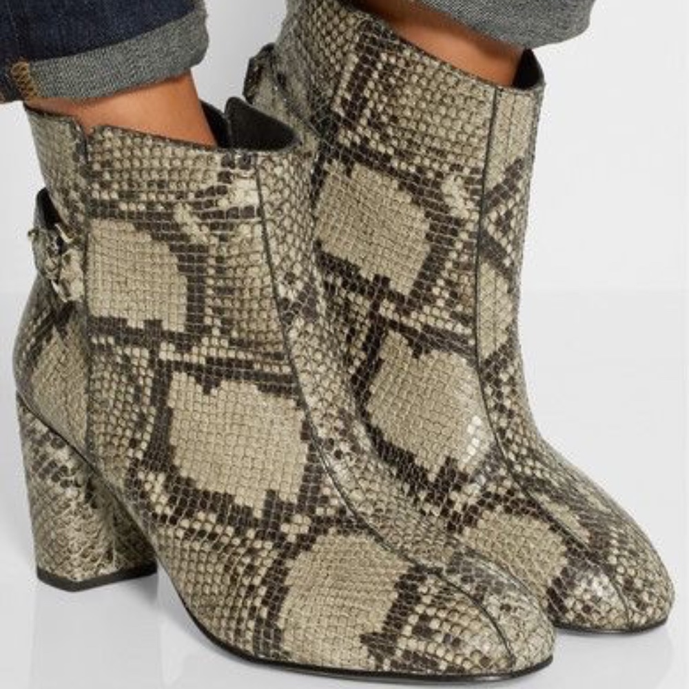 Newbark Snakeskin Embossed Ankle Boots
